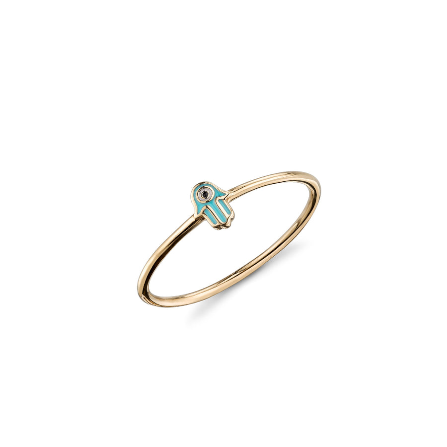 Gold & Enamel Mini Hamsa Ring - Sydney Evan Fine Jewelry