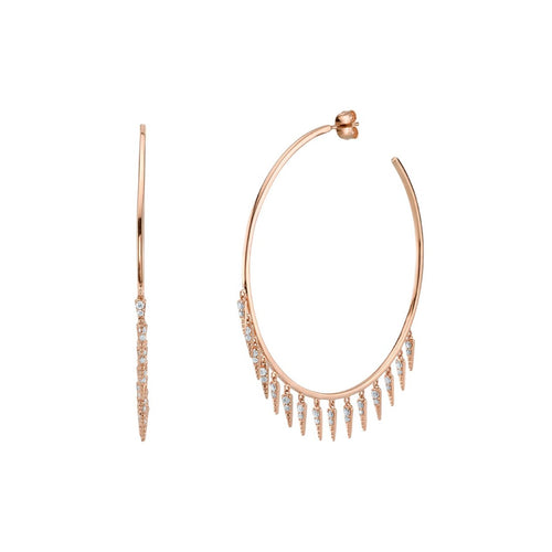 Gold & Diamond Fringe Large Hoops