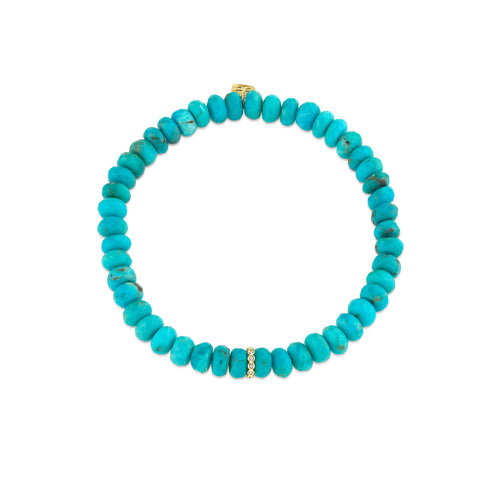 Gold & Diamond Rondelle on Turquoise