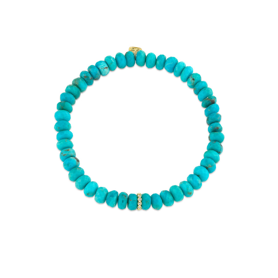 Gold & Diamond Rondelle on Turquoise - Sydney Evan Fine Jewelry