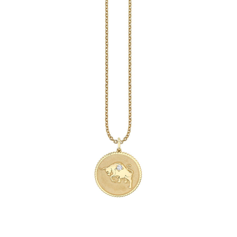 Gold & Diamond Large Taurus Zodiac Medallion - Sydney Evan Fine Jewelry
