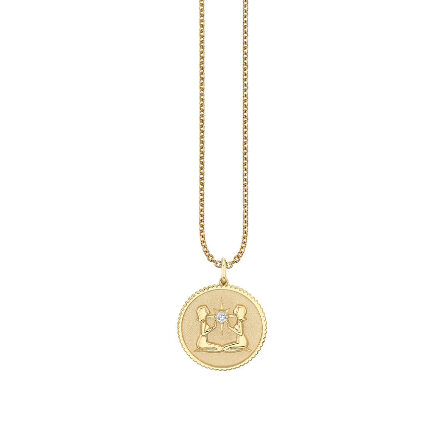 Gold & Diamond Large Gemini Zodiac Medallion - Sydney Evan Fine Jewelry