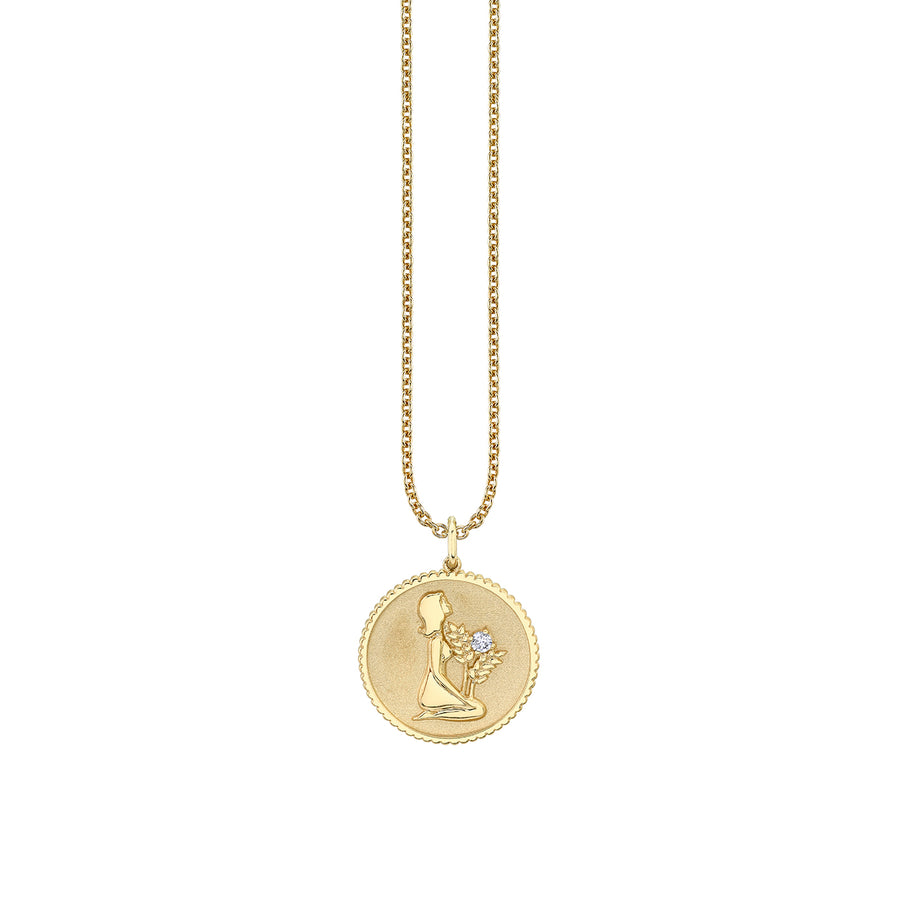 Gold & Diamond Large Virgo Zodiac Medallion - Sydney Evan Fine Jewelry