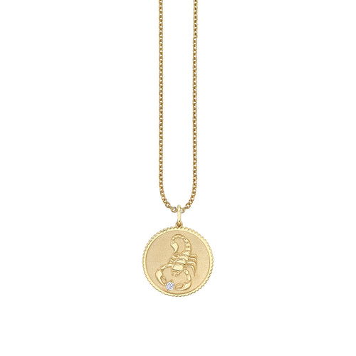 Gold & Diamond Large Scorpio Zodiac Medallion