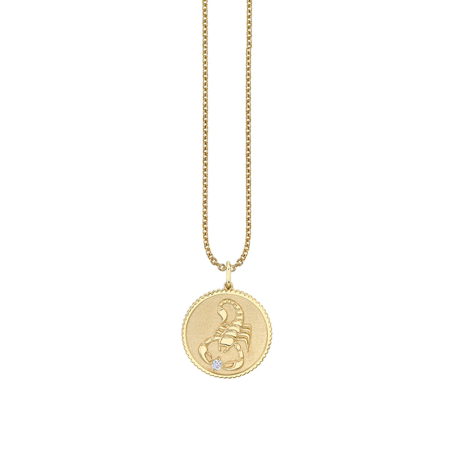 Gold & Diamond Large Scorpio Zodiac Medallion - Sydney Evan Fine Jewelry