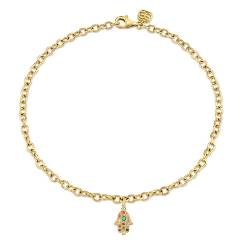 Gold & Rainbow Hamsa Anklet