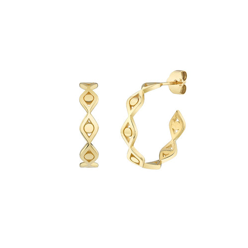 Pure Gold Eye Link Hoop Earrings