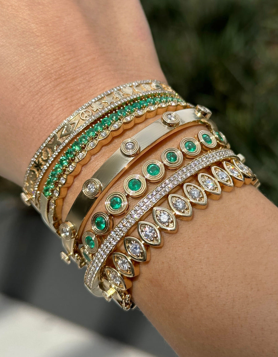 Gold & Diamond Fluted Hinge Bangle - Sydney Evan Fine Jewelry