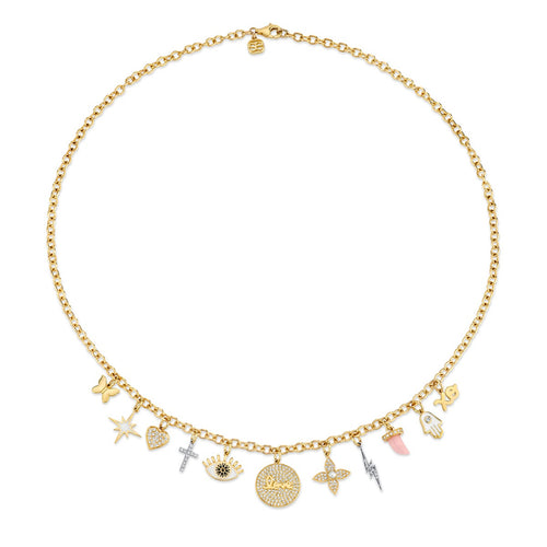 Gold & Diamond Multi-Charm Necklace