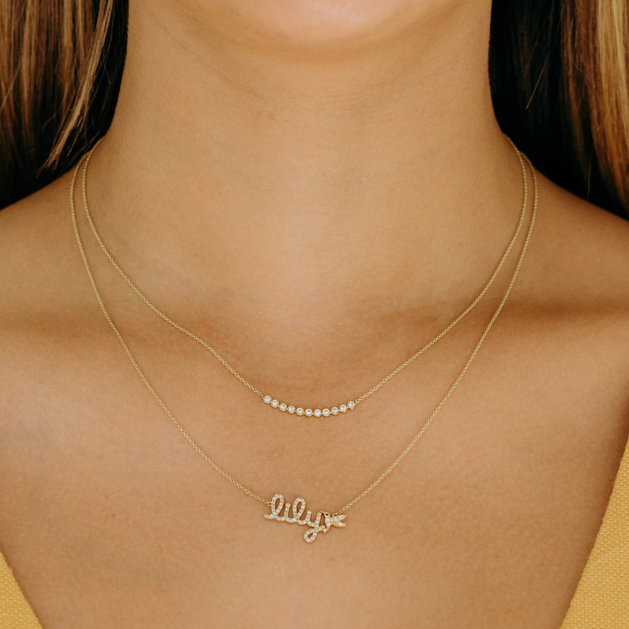 Gold & Diamond Small Custom Script Heart Icon Necklace - Sydney Evan Fine Jewelry