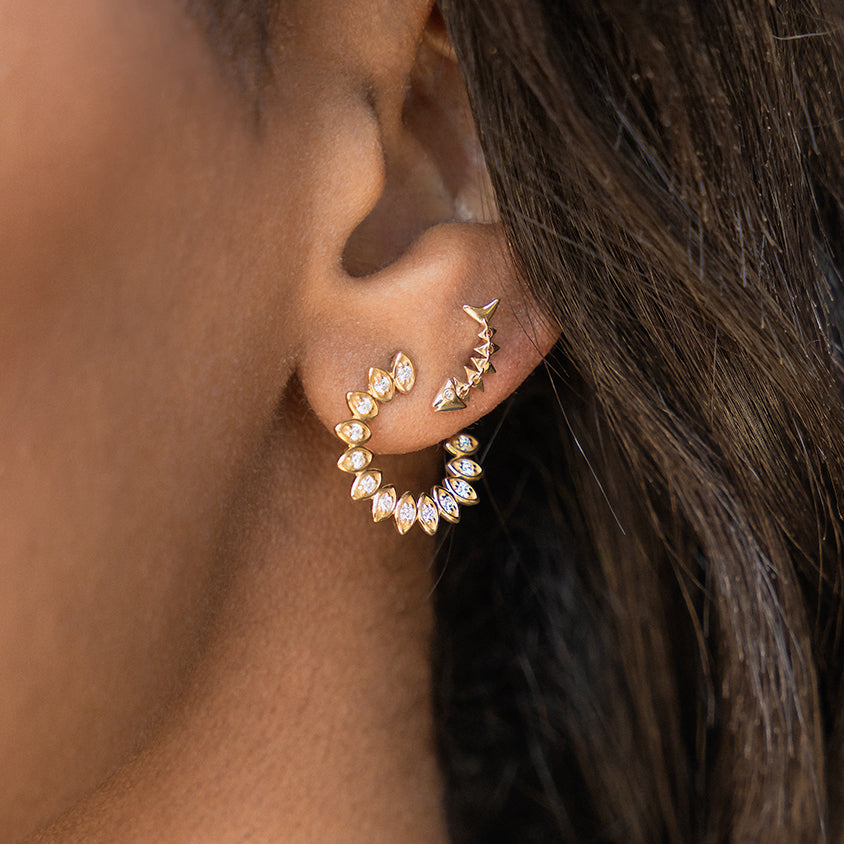 Gold & Diamond Small Marquise Eye Earrings - Sydney Evan Fine Jewelry