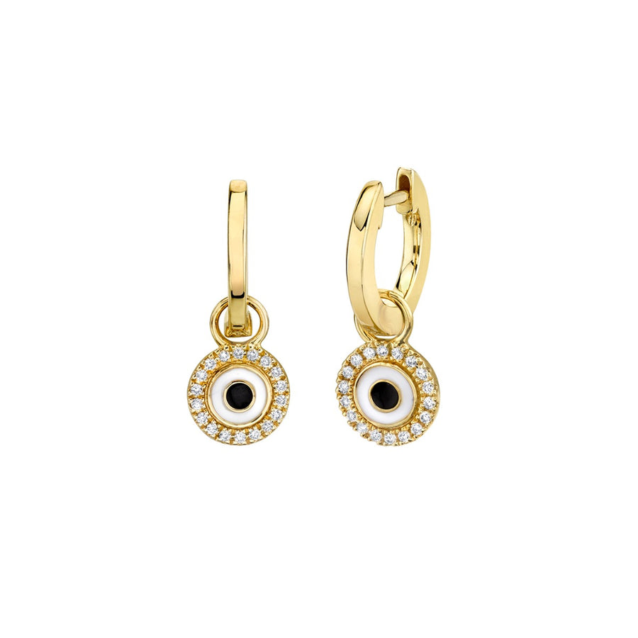 Gold Huggie Hoop and Enamel Evil Eye Charm Hoops - Sydney Evan Fine Jewelry