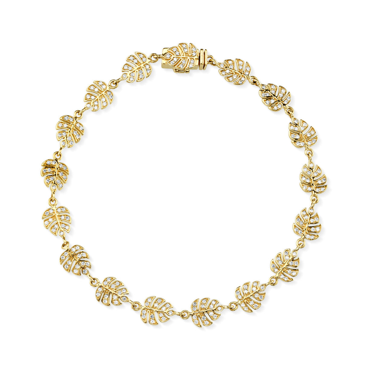 & Diamond Small Monstera Leaf Eternity Bracelet