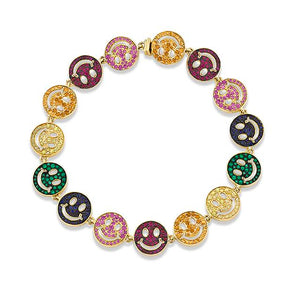 Gold & Rainbow Happy Face Eternity Bracelet - Sydney Evan Fine Jewelry