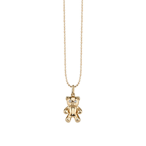 Kids Collection Gold & Diamond Teddy Bear Necklace