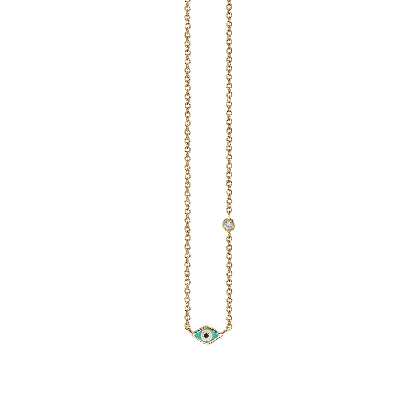 Gold & Mini Enamel Eye Necklace Diamond