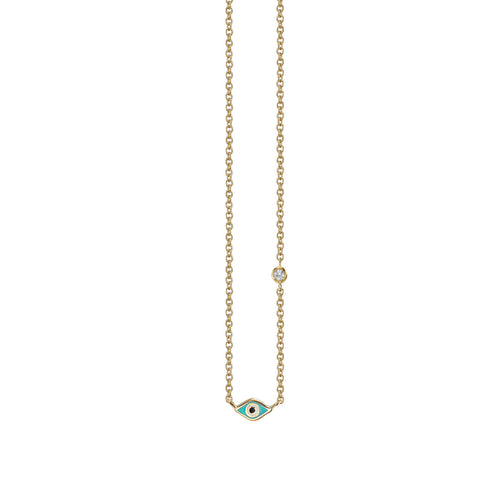 Kids Collection Gold & Turquoise Mini Enamel Eye Necklace