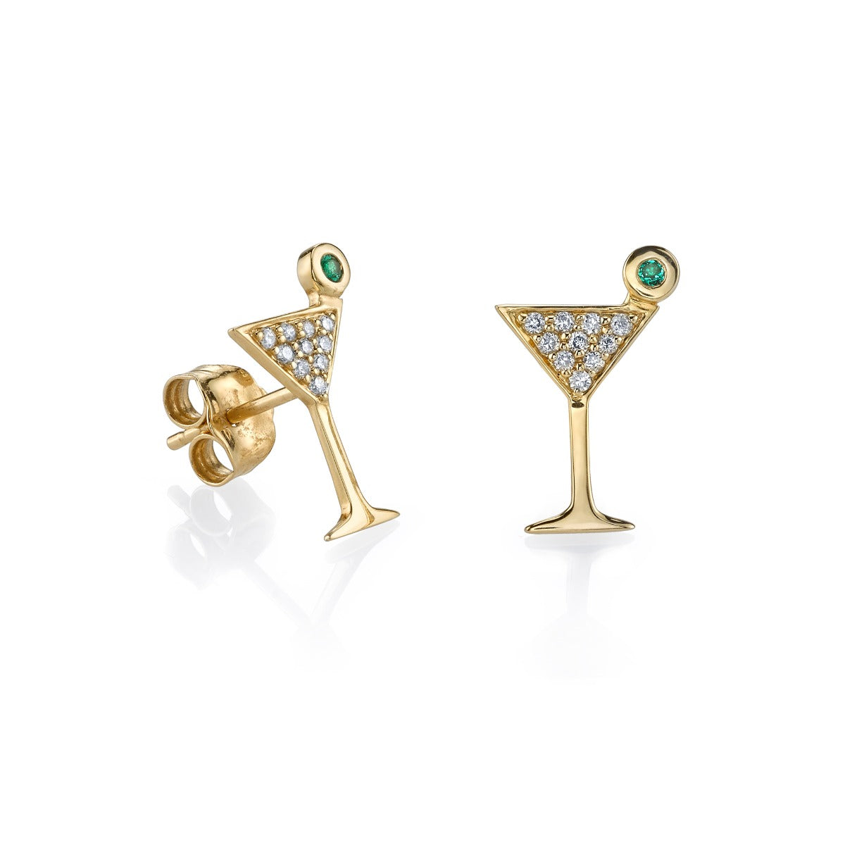 & Diamond Small Martini Glass Stud