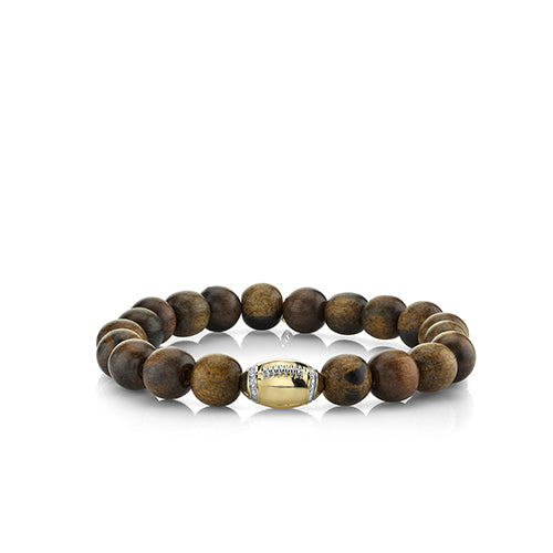 Collection & Diamond Football Bead on Flower Nanmu Wood