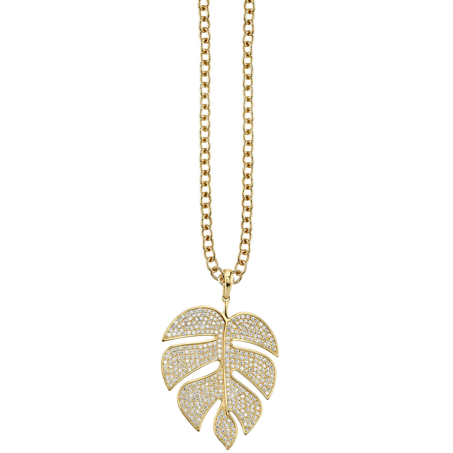 Gold & Diamond Extra Large Monstera Leaf Charm - Sydney Evan Fine Jewelry