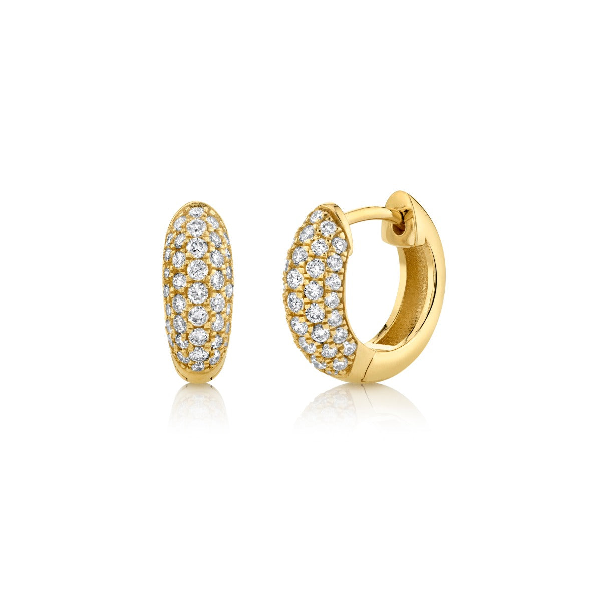 & Diamond Puffy Huggie Hoops