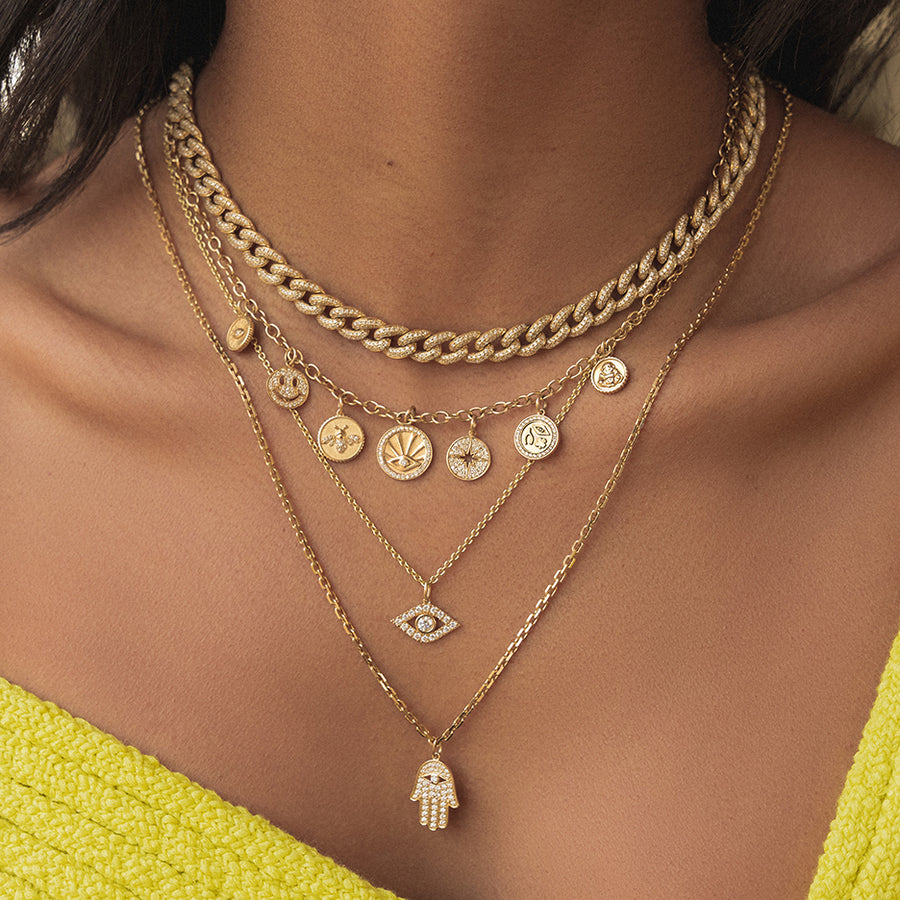 Gold & Small Diamond Link Necklace - Sydney Evan Fine Jewelry