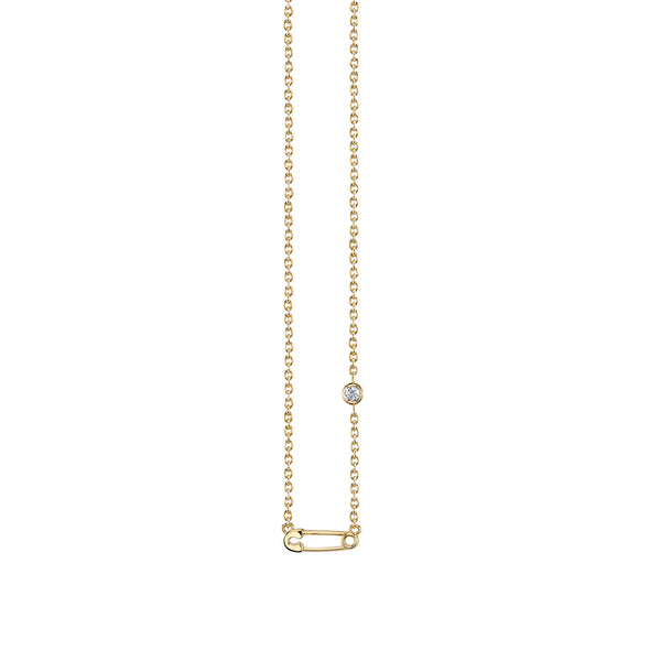 Shop Sydney Evan 14kGold Plated Sterling Silver Safety Pin Necklace with Bezel Set Diamond