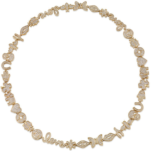 Gold & Pavé Diamond Anniversary Multi-Icon Eternity Necklace