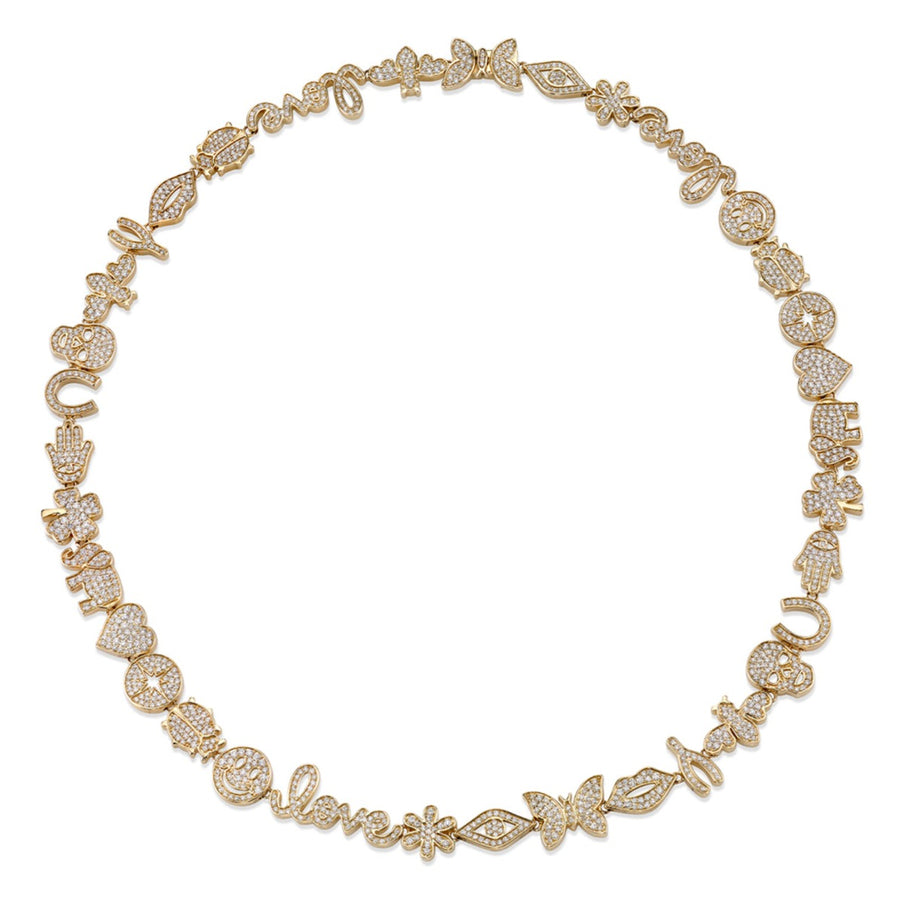 Gold & Pavé Diamond Anniversary Multi-Icon Eternity Necklace - Sydney Evan Fine Jewelry