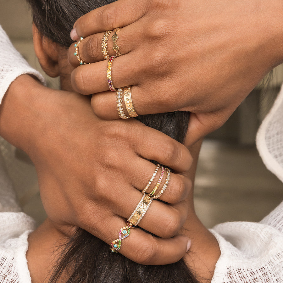 Gold & Diamond Baguette & Bezel Eternity Ring - Sydney Evan Fine Jewelry