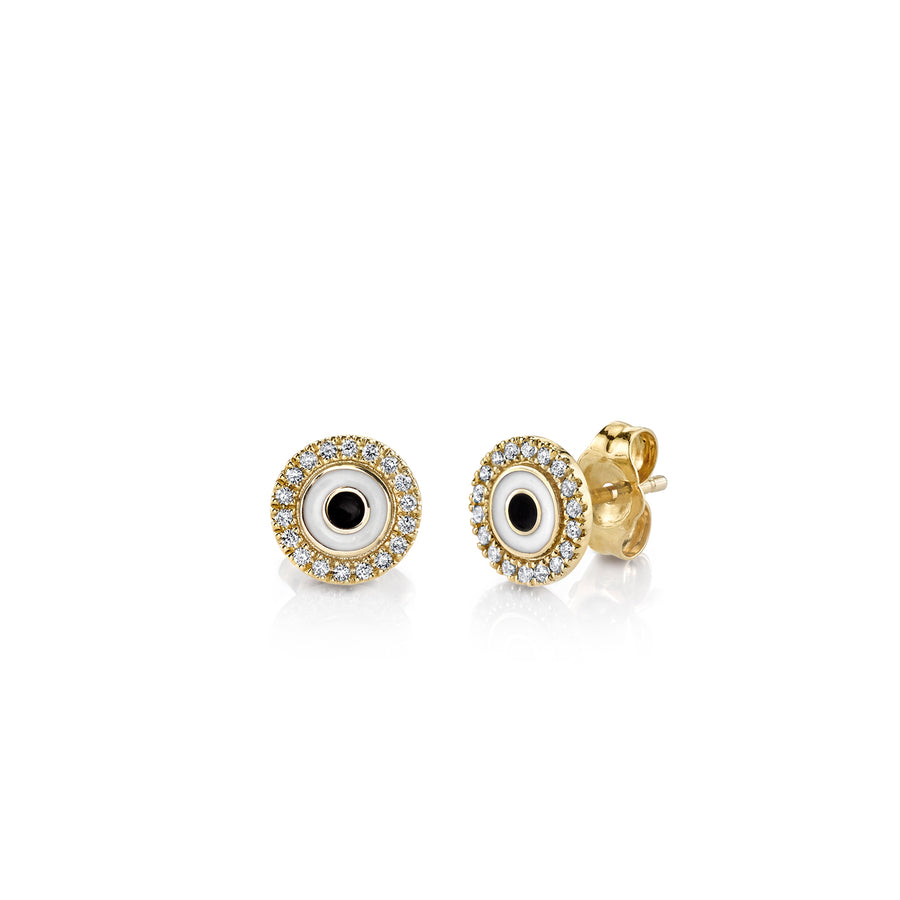 Gold & Enamel Small Evil Eye Stud - Sydney Evan Fine Jewelry