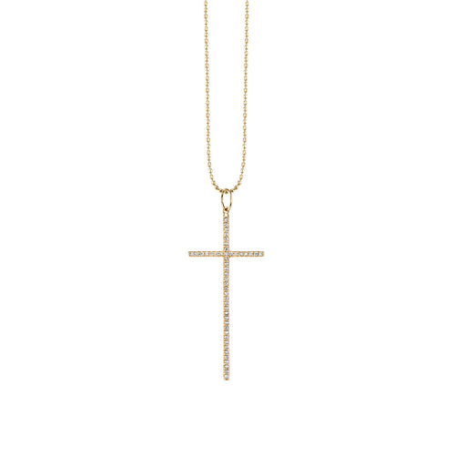 Gold & Diamond Large Cross Charm