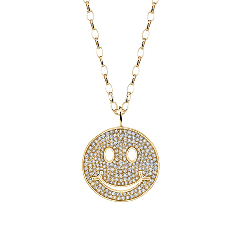 Gold & Diamond Large Happy Face Charm