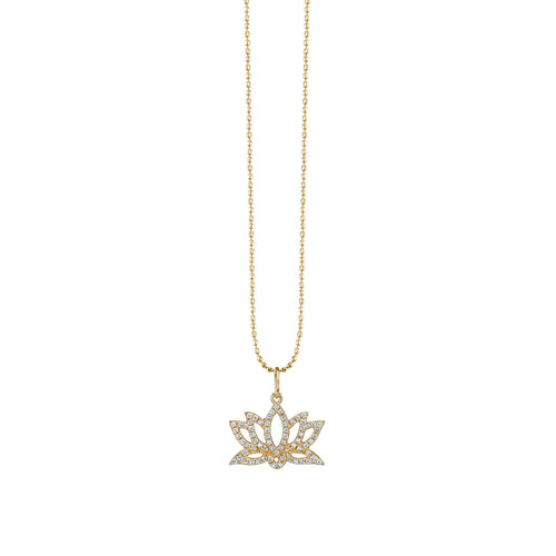 Gold & Diamond Pave Lotus Charm
