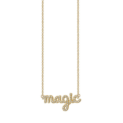Gold & Diamond Magic Script Necklace