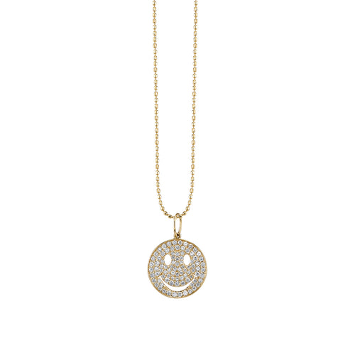 Gold & Diamond Medium Happy Face Charm