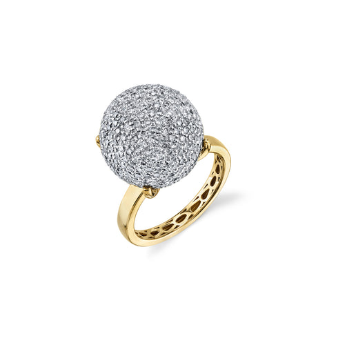 Gold & Pavé Diamond Ball Ring