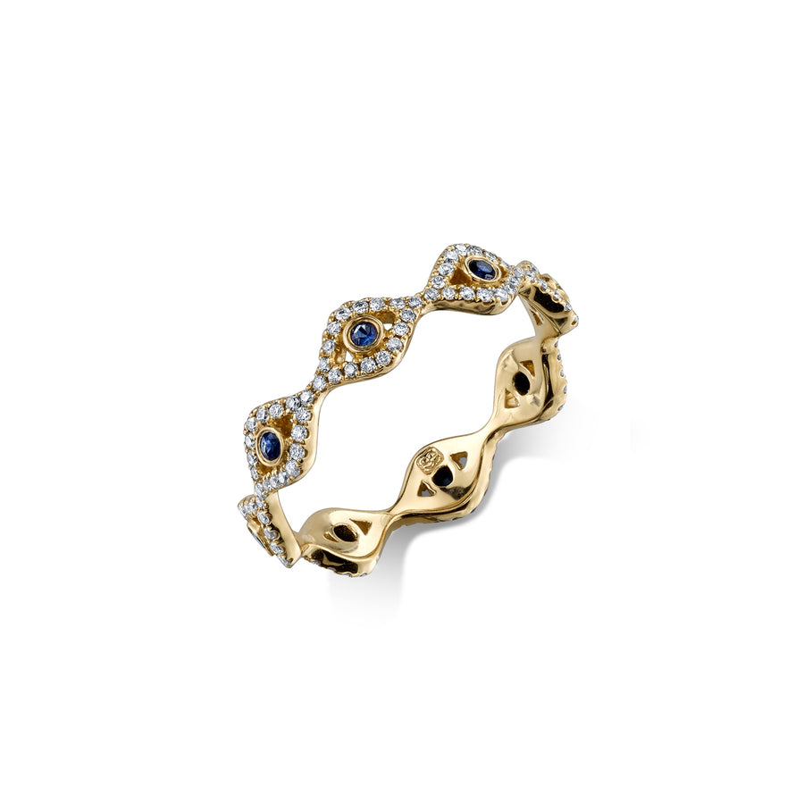 Gold & Diamond Small Bezel Evil Eye Eternity Ring - Sydney Evan Fine Jewelry