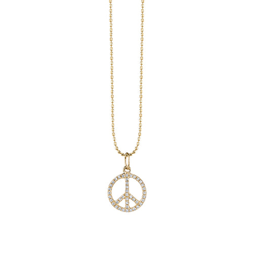 Gold & Diamond Small Peace Sign Charm