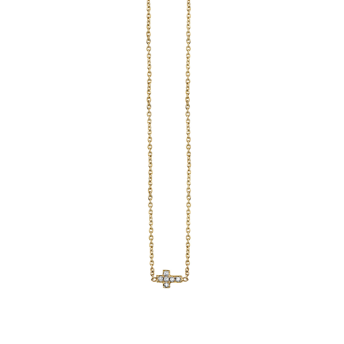 & Pave Diamond Tiny Cross Necklace