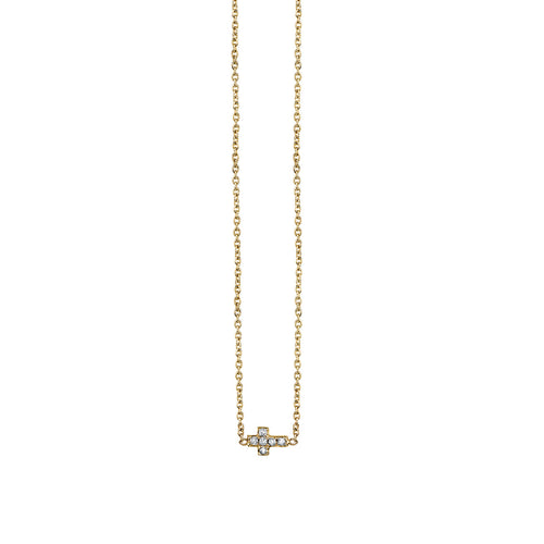 Kids Collection Gold & Pave Diamond Tiny Cross Necklace
