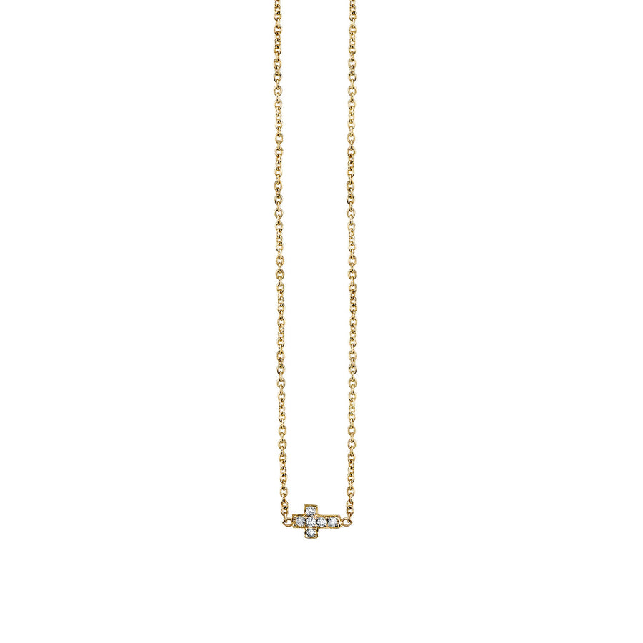 Kids Collection Gold & Pave Diamond Tiny Cross Necklace - Sydney Evan Fine Jewelry