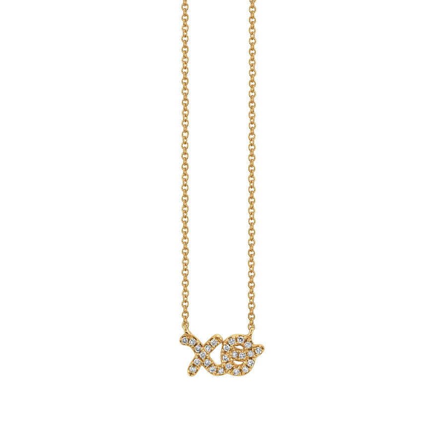 Gold & Pavé Diamond XO Script Necklace - Sydney Evan Fine Jewelry
