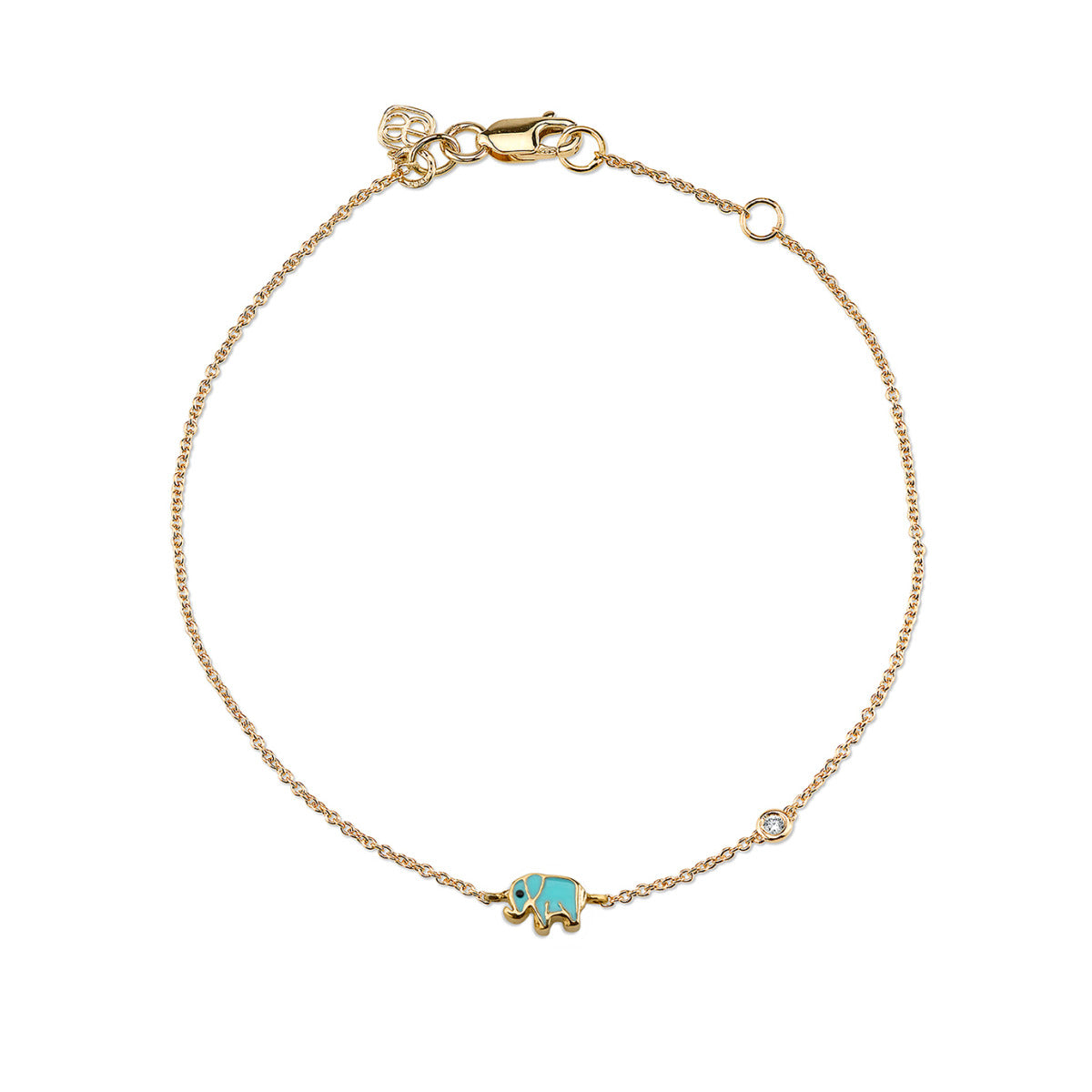 Gold & Mini Enamel Elephant Bracelet