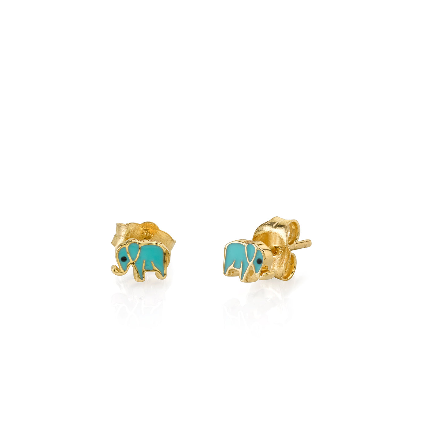 & Enamel Mini Elephant Stud