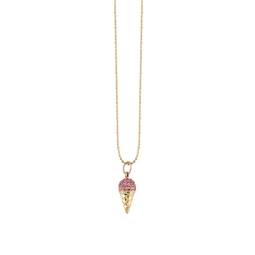 Gold & Pink Sapphire Ice Cream Charm