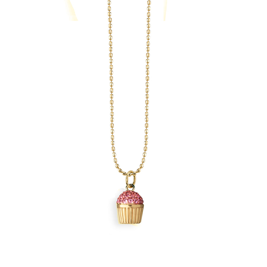 Gold & Pink Sapphire Large Cupcake Charm - Sydney Evan Fine Jewelry