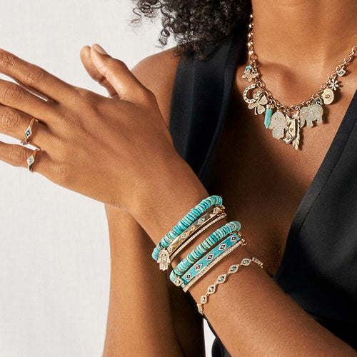 Gold & Diamond Single Row Bangle