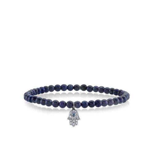 Men's Collection Sapphire & Diamond Hamsa on Lapis