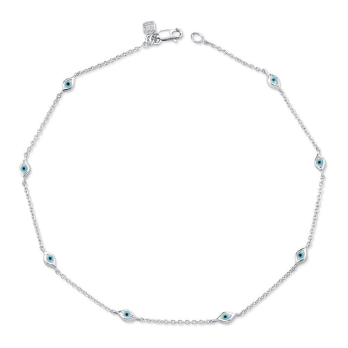 Gold Multi Mini Enamel Eye Anklet